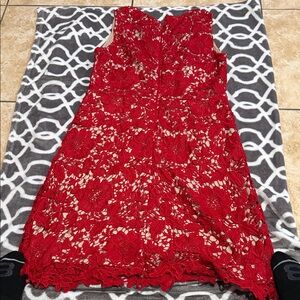 New York & Company Red Lace Midi Dress